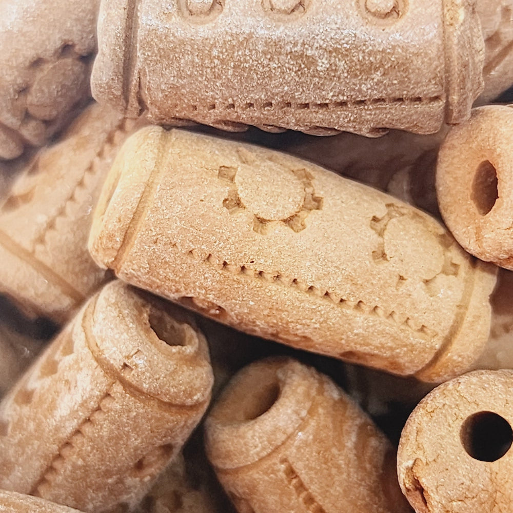 20mm Tube (10) - Terracotta - Dots & 2 Suns - Vintage Clay Beads