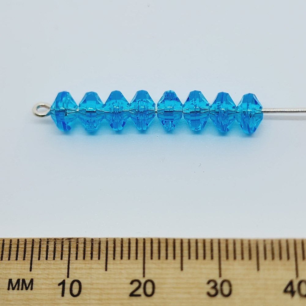 Turquoise Transparent - 4x6mm Faceted Rondelles (100) - Acrylic Fun Beads