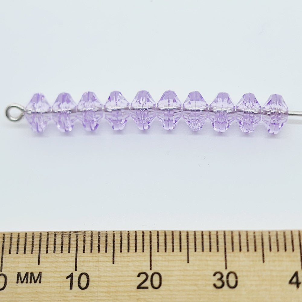 Amethyst Transparent - 4x6mm Faceted Rondelles (100) - Acrylic Fun Beads