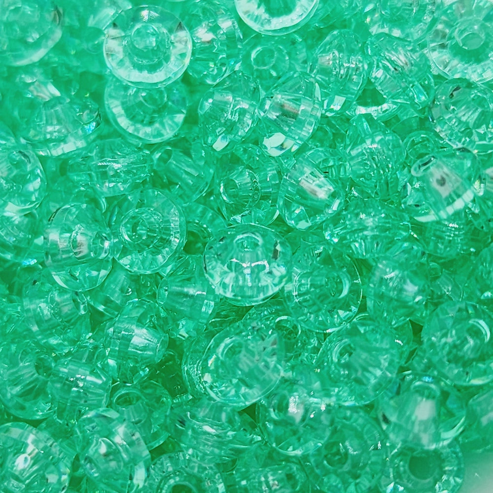 Green Aqua Transparent - 4x6mm Faceted Rondelles (100) - Acrylic Fun Beads