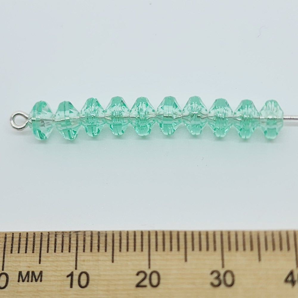 Green Aqua Transparent - 4x6mm Faceted Rondelles (100) - Acrylic Fun Beads