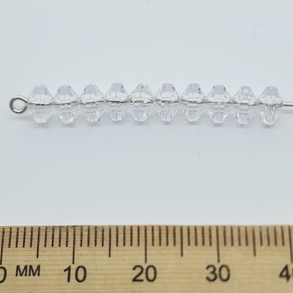 Crystal Transparent - 4x6mm Faceted Rondelles (100) - Acrylic Fun Beads