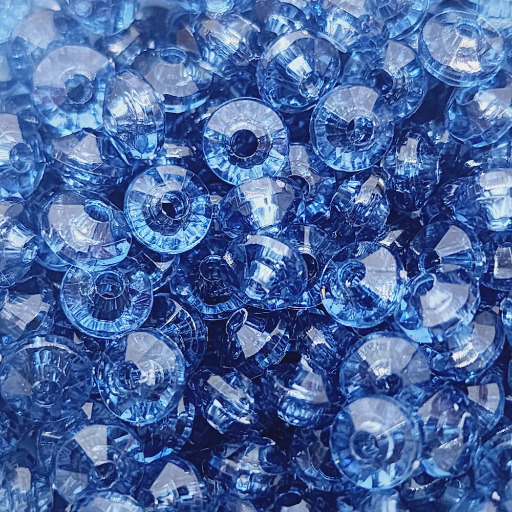 Cosmic Blue Transparent - 4x6mm Faceted Rondelles (100) - Acrylic Fun Beads