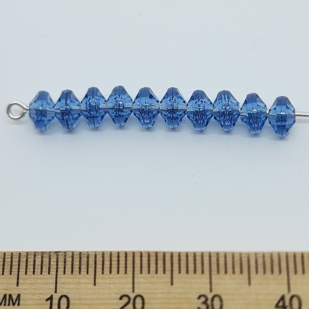 Cosmic Blue Transparent - 4x6mm Faceted Rondelles (100) - Acrylic Fun Beads