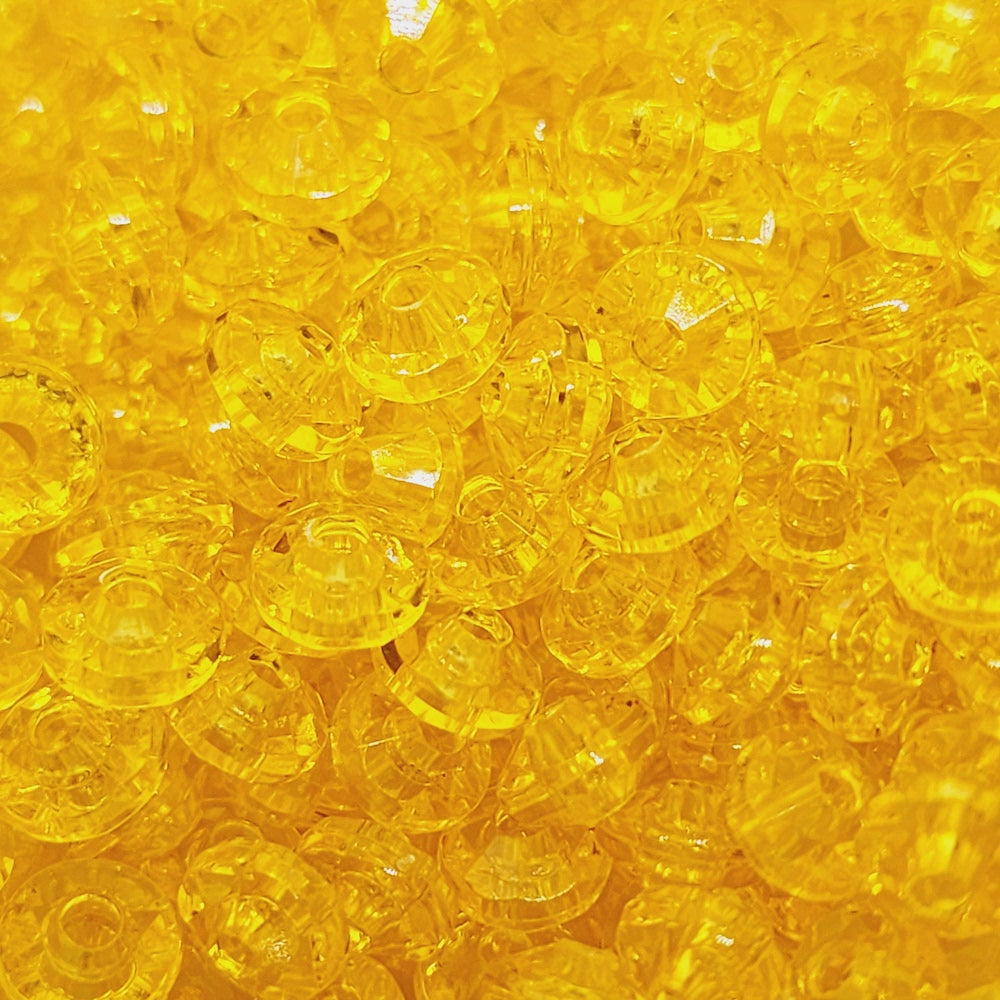 Sun Gold Transparent - 4x6mm Faceted Rondelles (100) - Acrylic Fun Beads