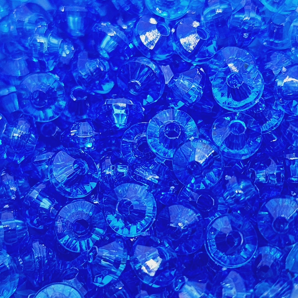 Dark Sapphire Transparent - 4x6mm Faceted Rondelles (100) - Acrylic Fun Beads