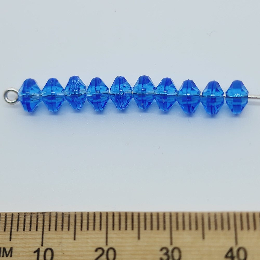 Dark Sapphire Transparent - 4x6mm Faceted Rondelles (100) - Acrylic Fun Beads