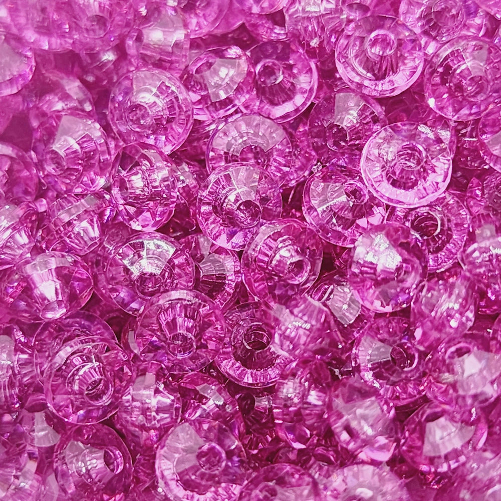 Rose Pink Transparent - 4x6mm Faceted Rondelles (100) - Acrylic Fun Beads