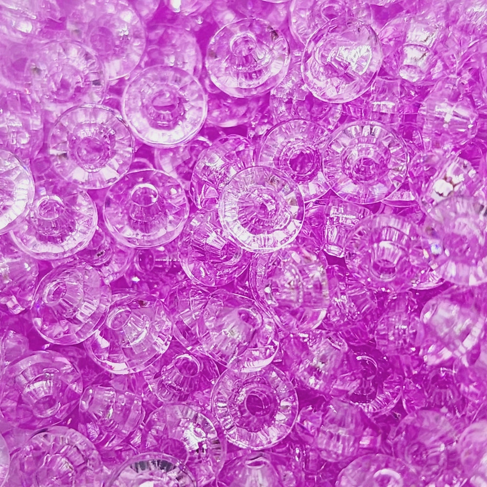 Light Amethyst Transparent - 4x6mm Faceted Rondelles (100) - Acrylic Fun Beads