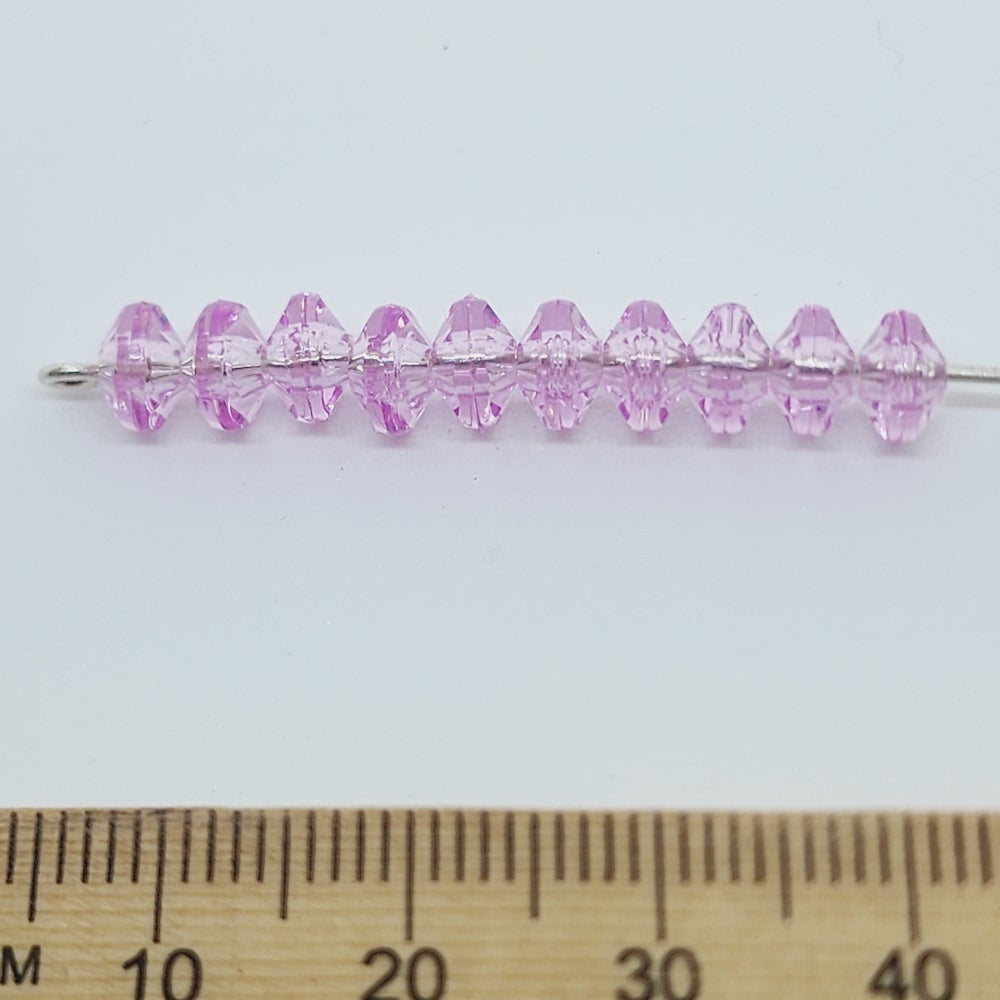 Light Amethyst Transparent - 4x6mm Faceted Rondelles (100) - Acrylic Fun Beads