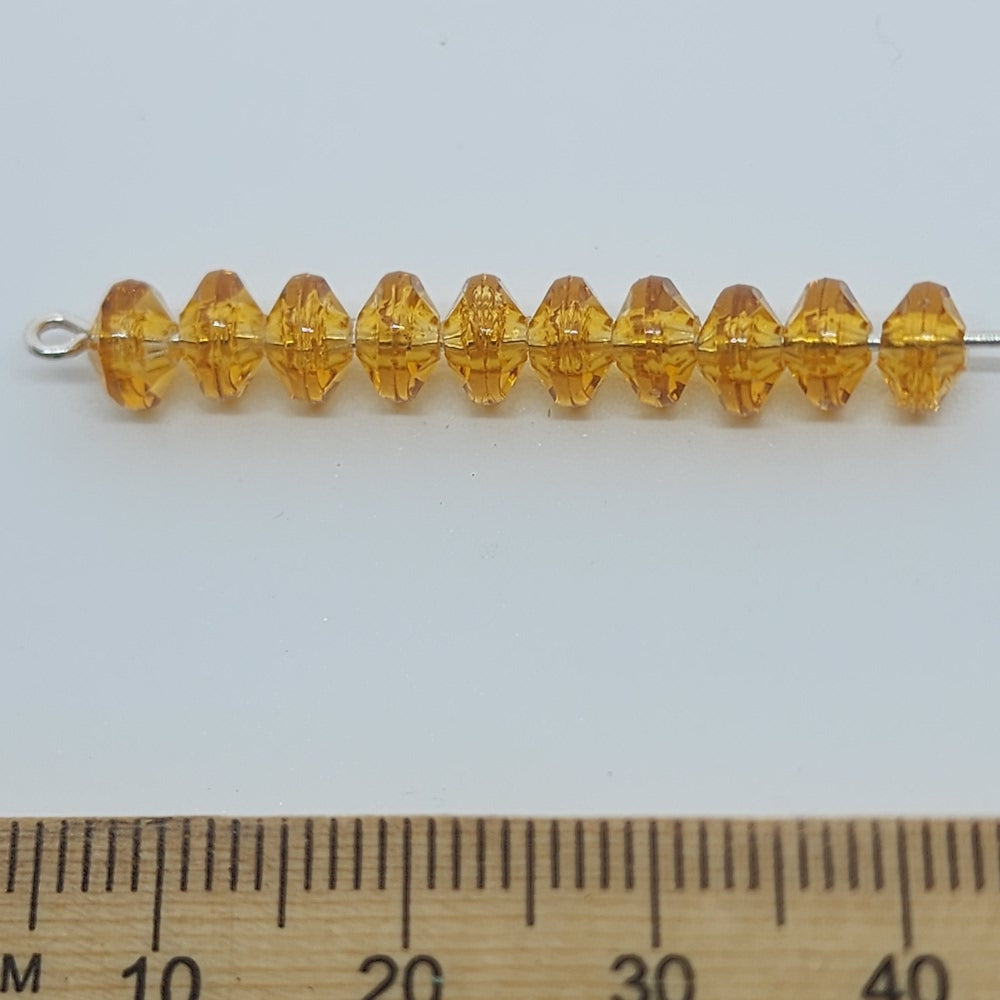 Dark Topaz Transparent - 4x6mm Faceted Rondelles (100) - Acrylic Fun Beads