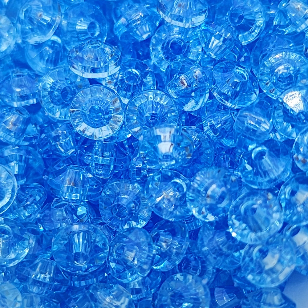 Light Sapphire Transparent - 4x6mm Faceted Rondelles (100) - Acrylic Fun Beads