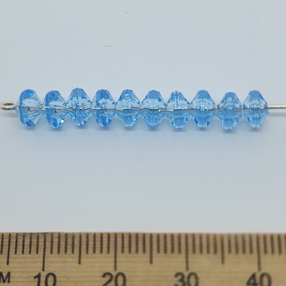 Light Sapphire Transparent - 4x6mm Faceted Rondelles (100) - Acrylic Fun Beads