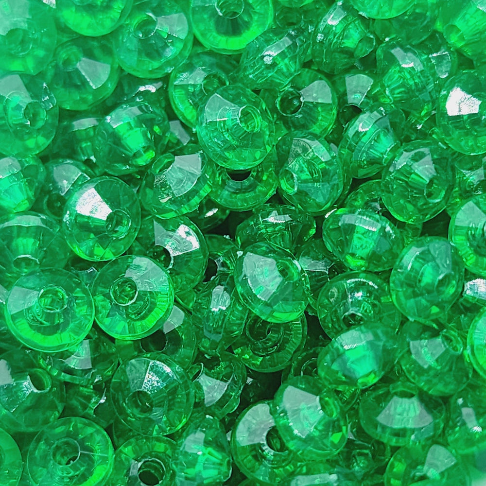 Christmas Green Transparent - 4x6mm Faceted Rondelles (100) - Acrylic Fun Beads