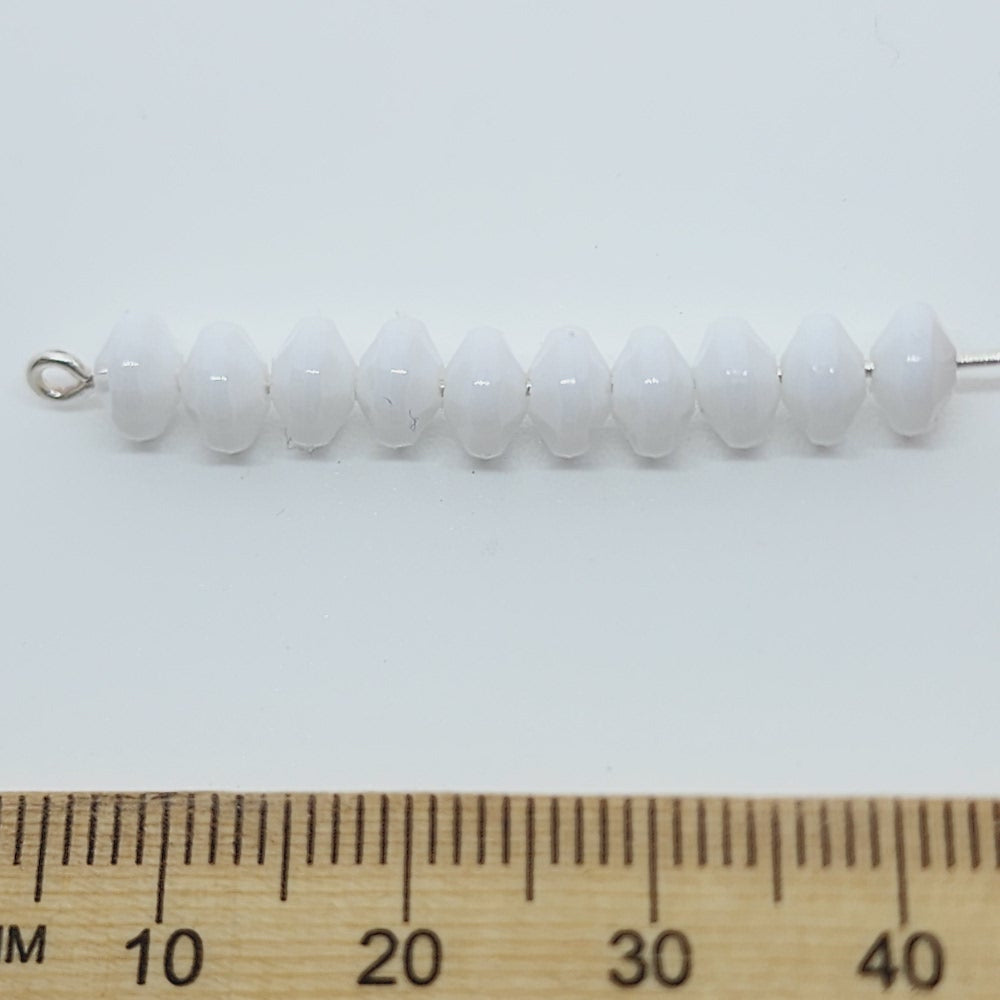 White Opaque - 4x6mm Faceted Rondelles (100) - Acrylic Fun Beads