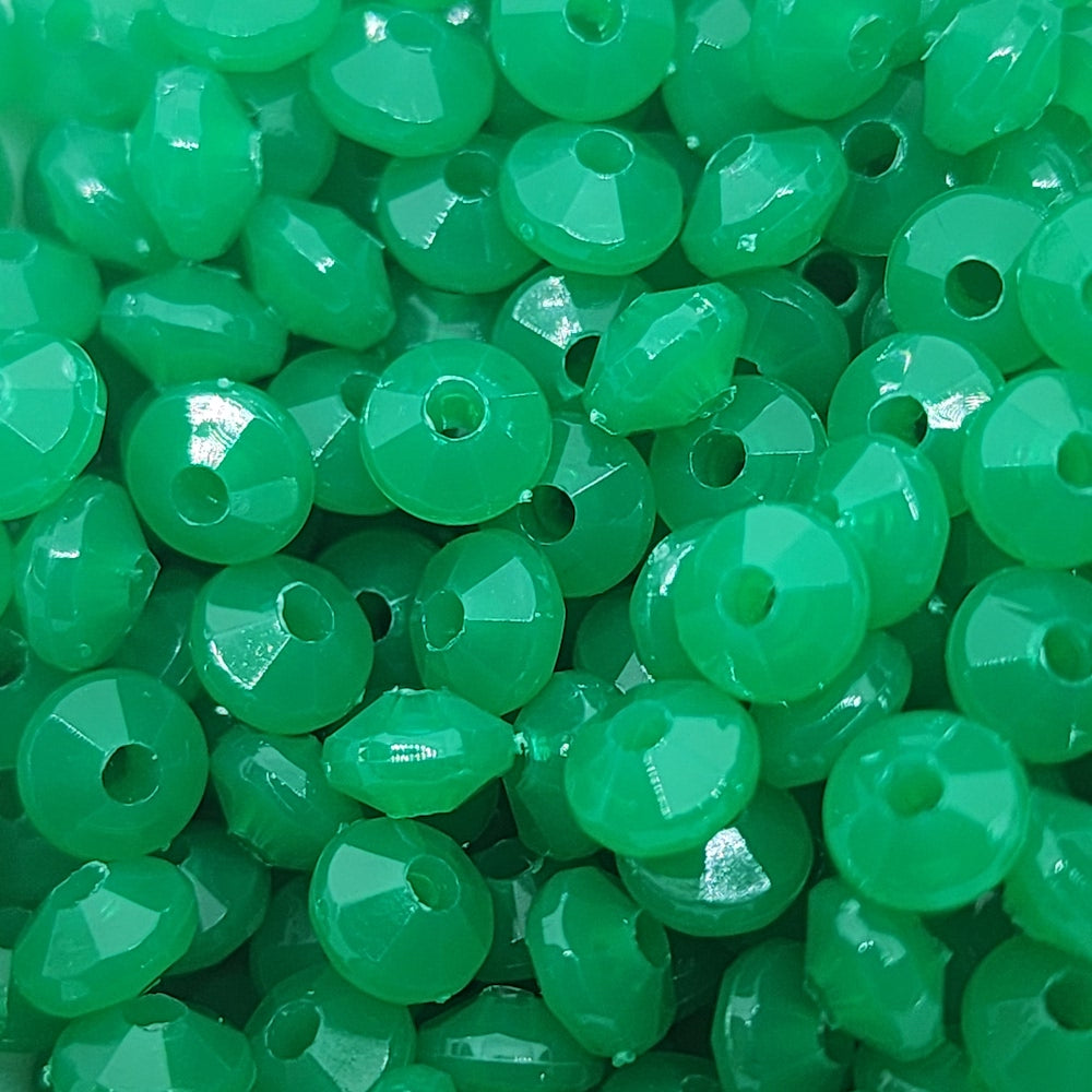 Christmas Green Opaque - 4x6mm Faceted Rondelles (100) - Acrylic Fun Beads