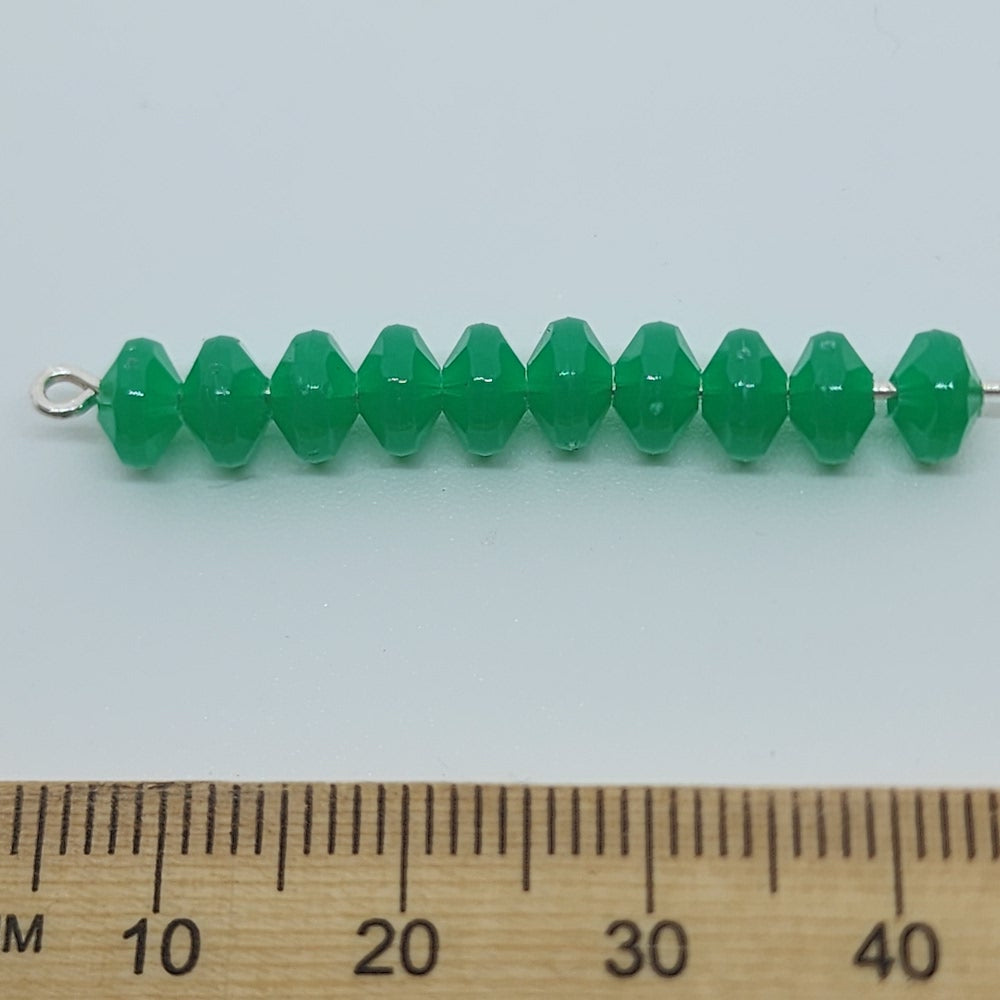 Christmas Green Opaque - 4x6mm Faceted Rondelles (100) - Acrylic Fun Beads