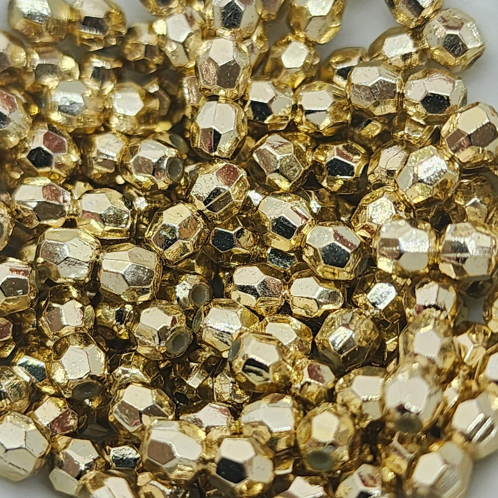 4mm Faceted Beads (100) - Gold