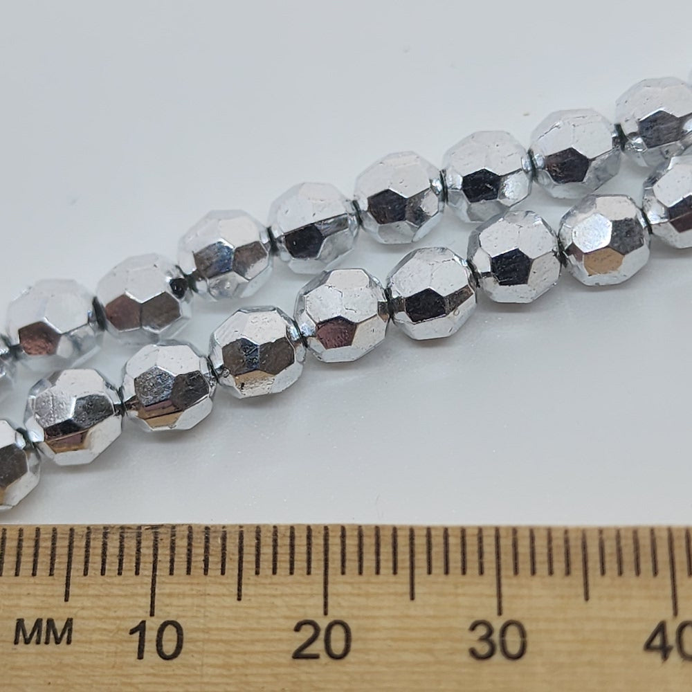 6mm Faceted Beads (100) - Silver