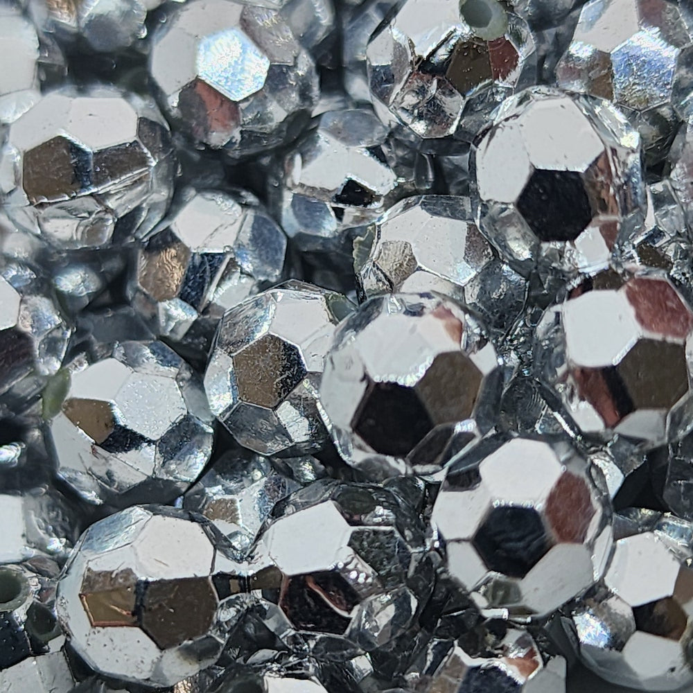 8mm Faceted Beads (100) - Silver