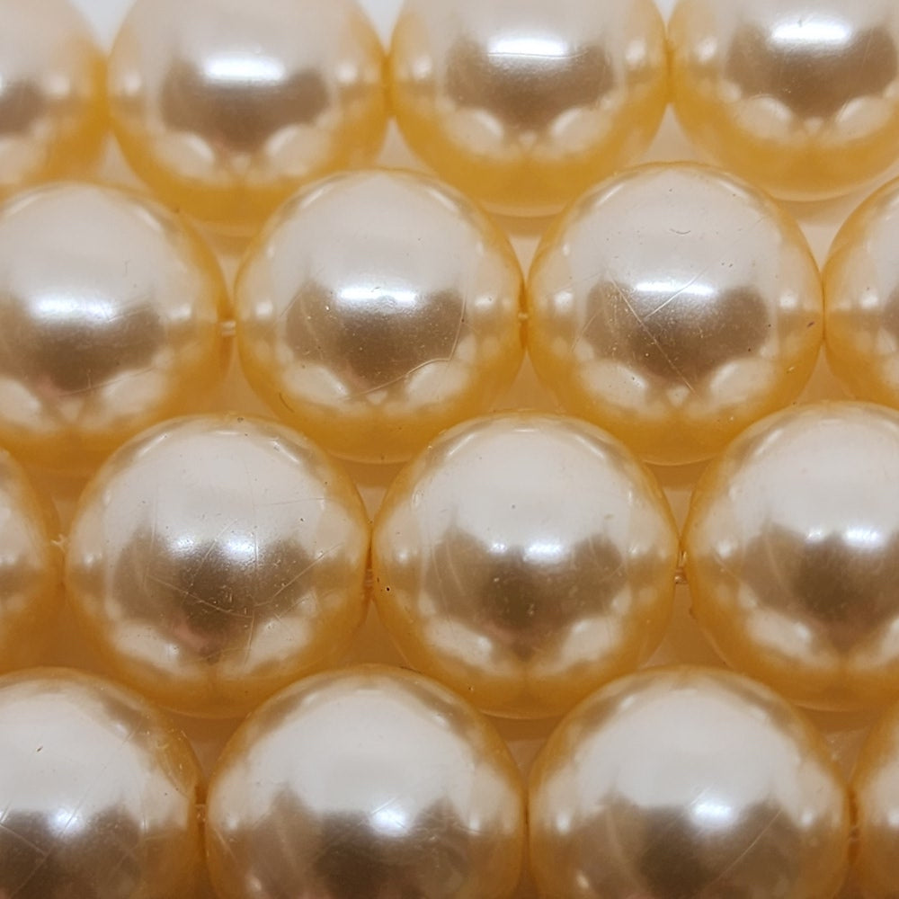 14mm Round (56) - Cream - Acrylic Vintage Pearls