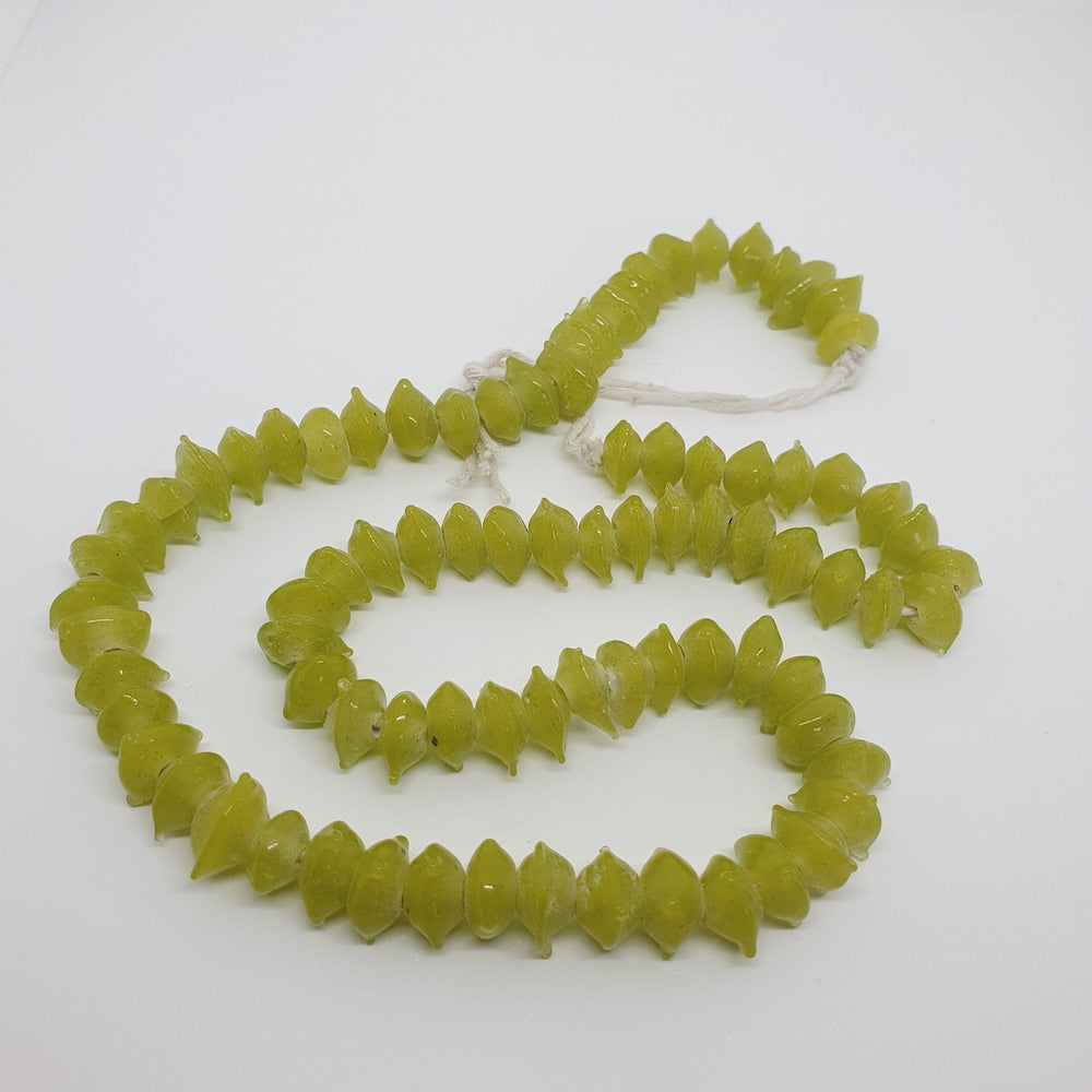 Triangle Rondelle - Pine/Lime Opaque - Java Glass Lampwork Beads - (1 strand)