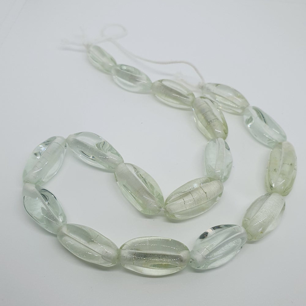 Starfruit Long - Clear Transparent - Java Glass Lampwork Beads - (1 strand)