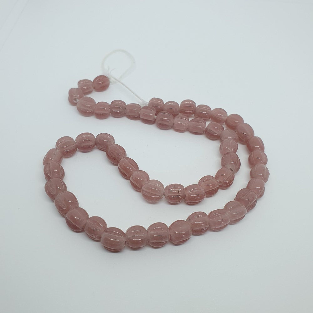Melons - Rose Pink Opaque - Java Glass Lampwork Beads - (1 strand)