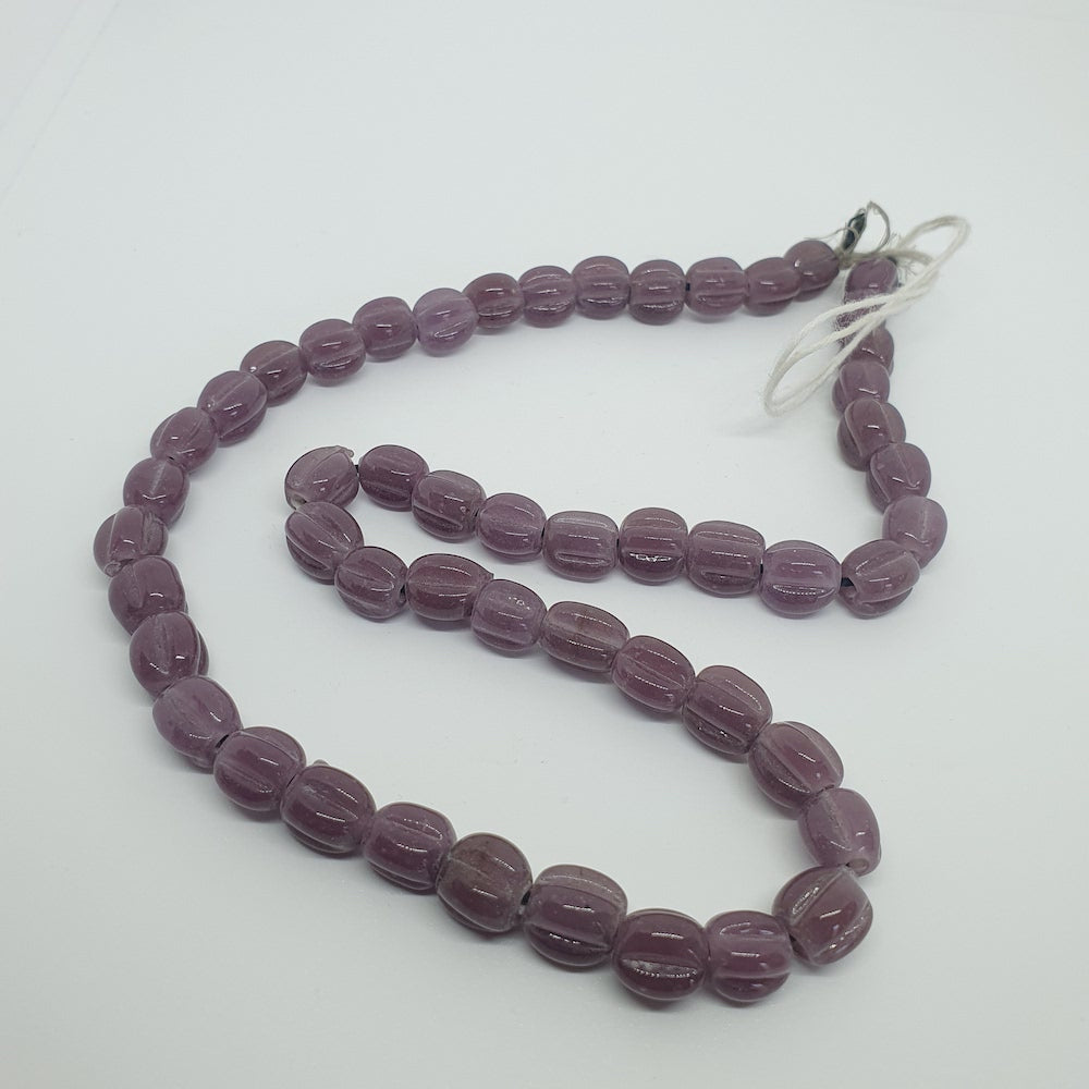 Melons - Purple Transparent - Java Glass Lampwork Beads - (1 strand)