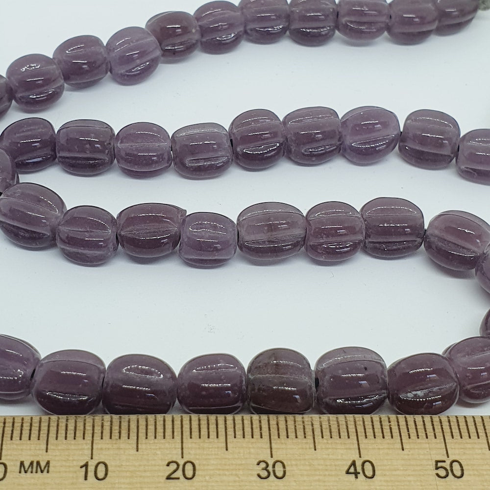 Melons - Purple Transparent - Java Glass Lampwork Beads - (1 strand)
