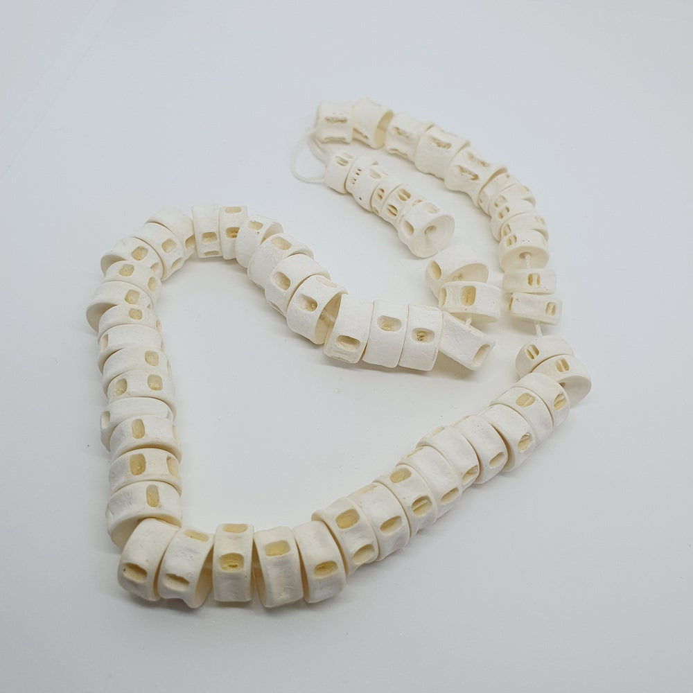 Medium - Fish Vertebrae Bone Beads - (1 Strand)
