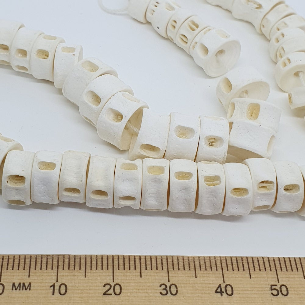 Medium - Fish Vertebrae Bone Beads - (1 Strand)