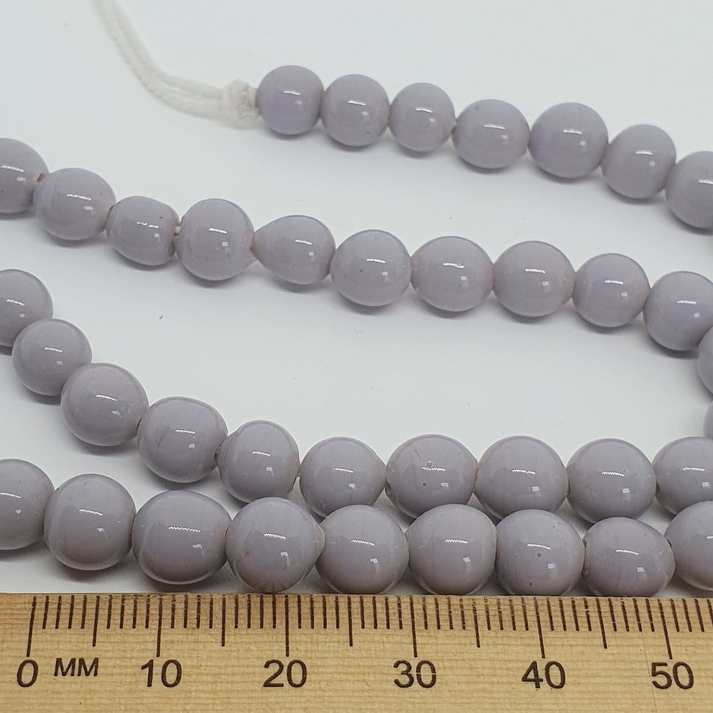 5~6mm Round - Light Purple Opaque - Java Glass Lampwork Beads - (1 strand)