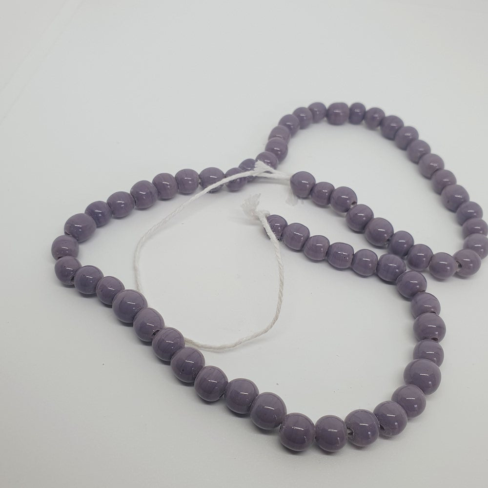 5~6mm Round - Dark Purple Opaque - Java Glass Lampwork Beads - (1 strand)