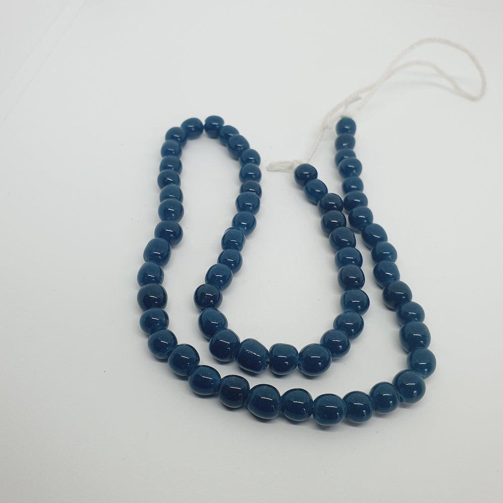 5~6mm Round - Teal Opaque - Java Glass Lampwork Beads - (1 strand)