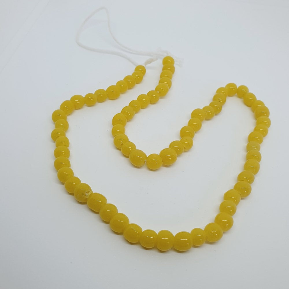 5~6mm Round - Yellow Opaque - Java Glass Lampwork Beads - (1 strand)
