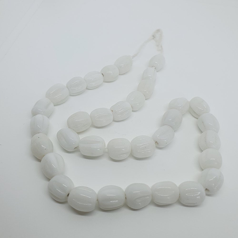 Melons - White Opaque - Java Glass Lampwork Beads - (1 strand)