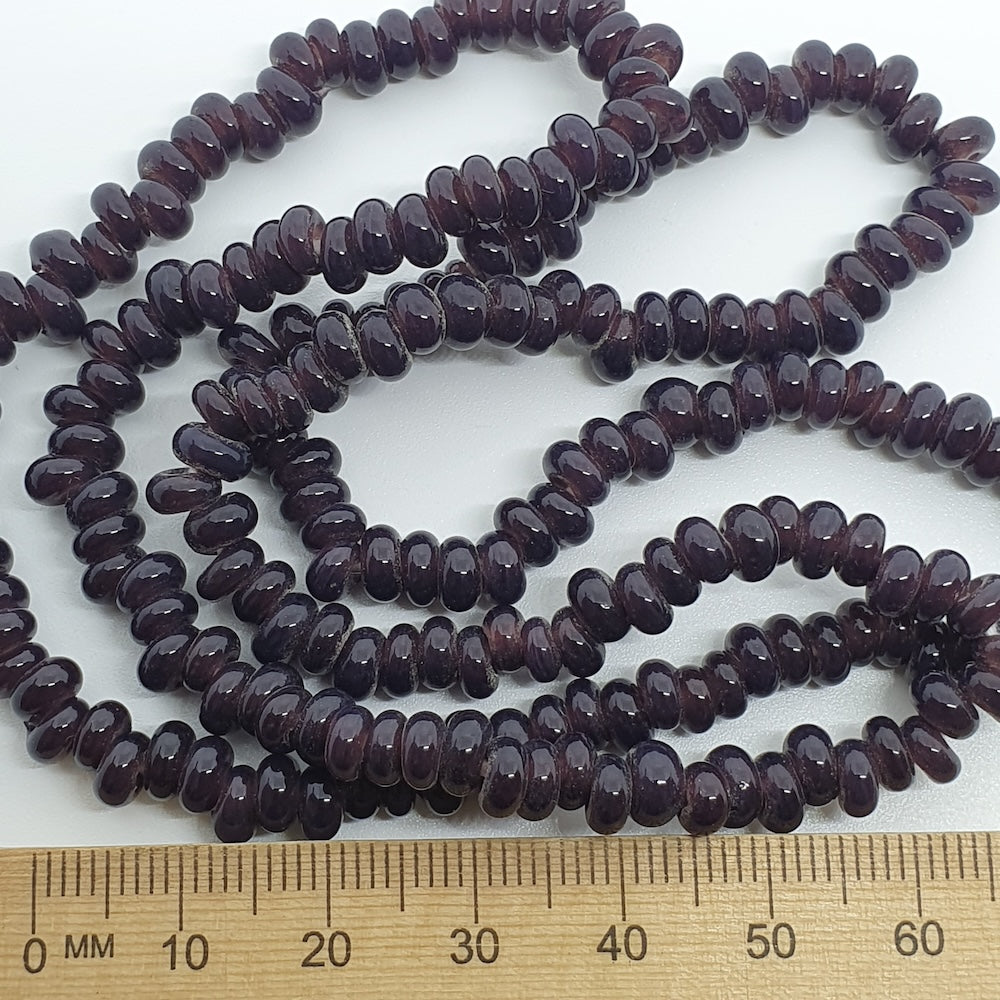 Donuts - Garnet Opaque - Java Glass Lampwork Beads - (1 strand)