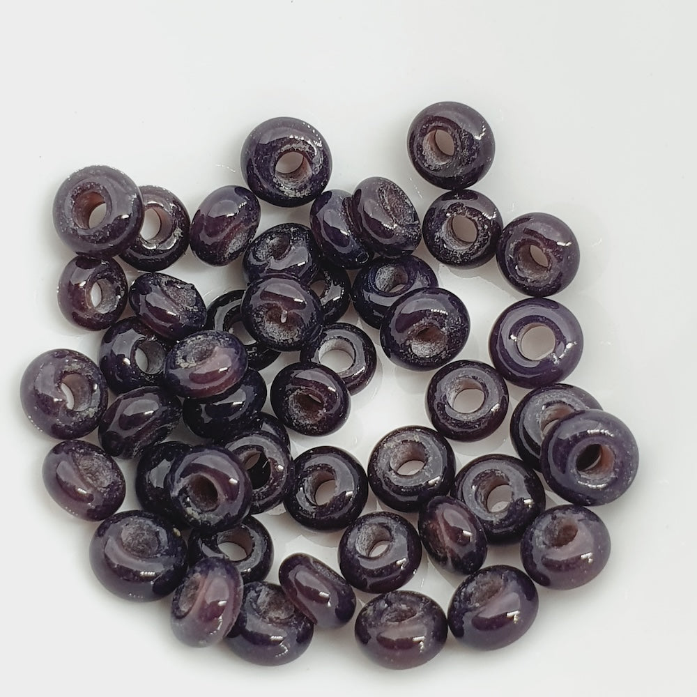 Donuts - Garnet Opaque - Java Glass Lampwork Beads - (1 strand)