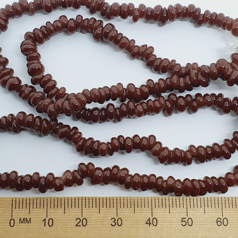 Donuts - Chocolate Opaque - Java Glass Lampwork Beads - (1 strand)