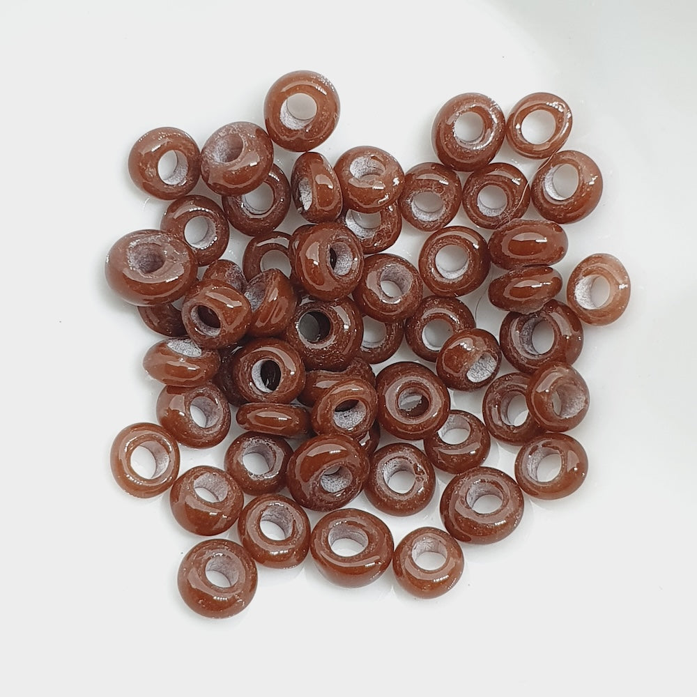 Donuts - Chocolate Opaque - Java Glass Lampwork Beads - (1 strand)
