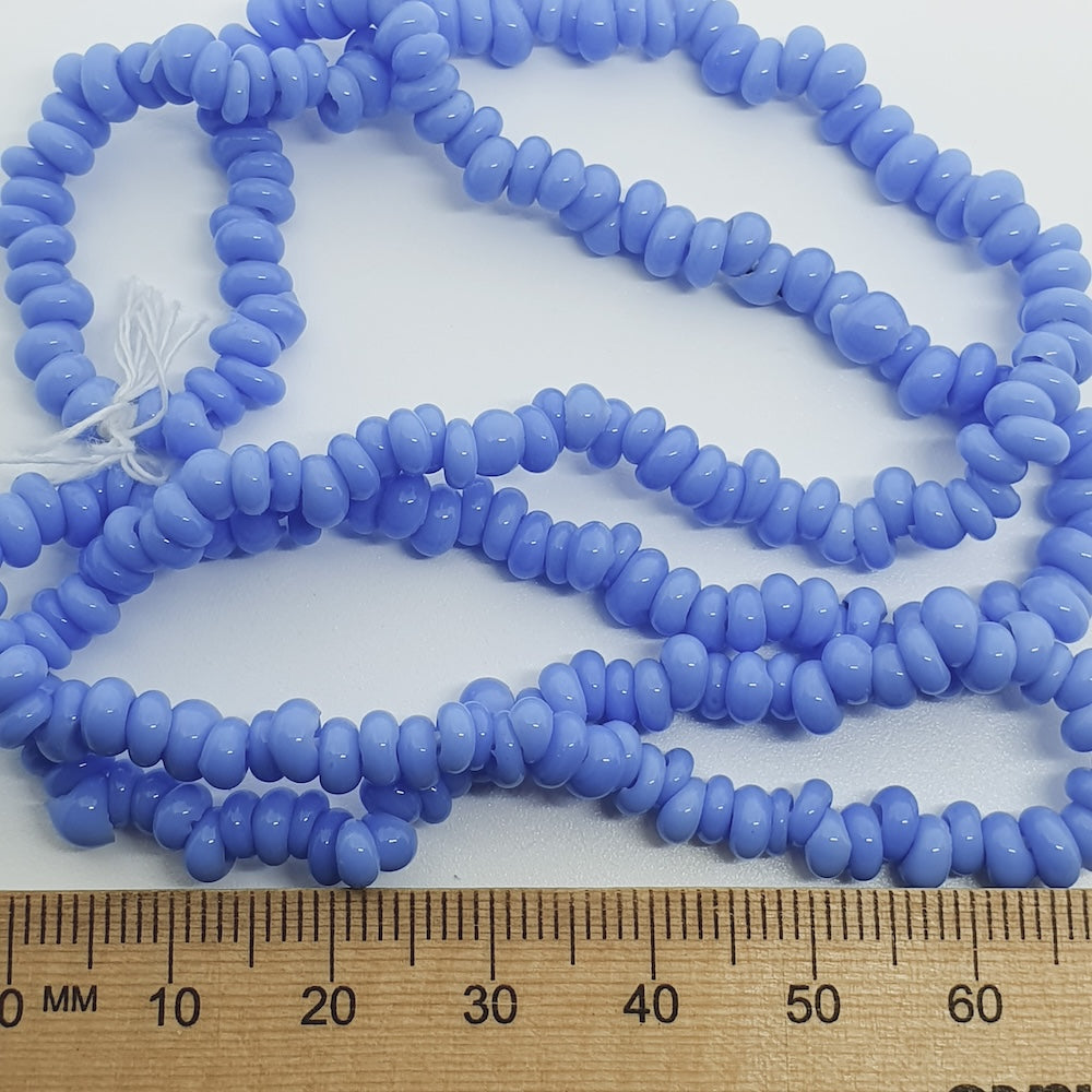 Donuts - Light Blue Opaque - Java Glass Lampwork Beads - (1 strand)