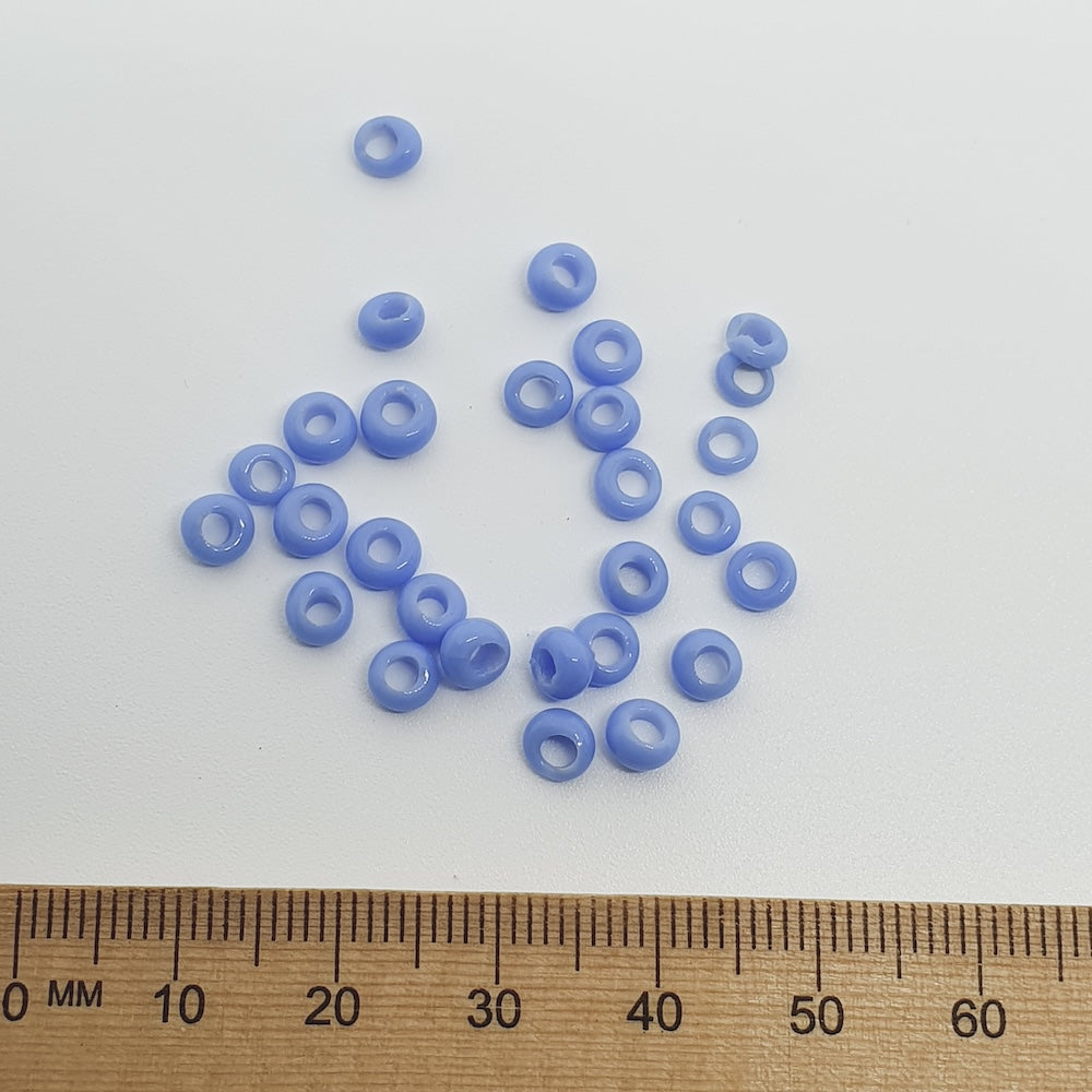 Donuts - Light Blue Opaque - Java Glass Lampwork Beads - (1 strand)