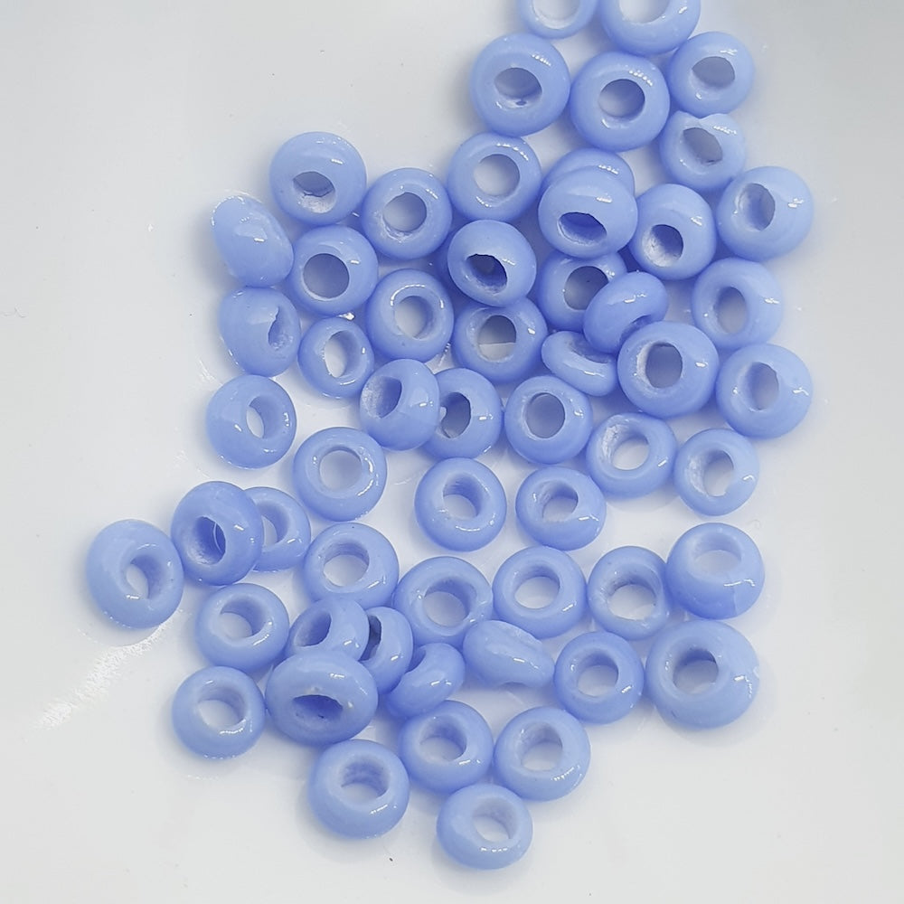 Donuts - Light Blue Opaque - Java Glass Lampwork Beads - (1 strand)