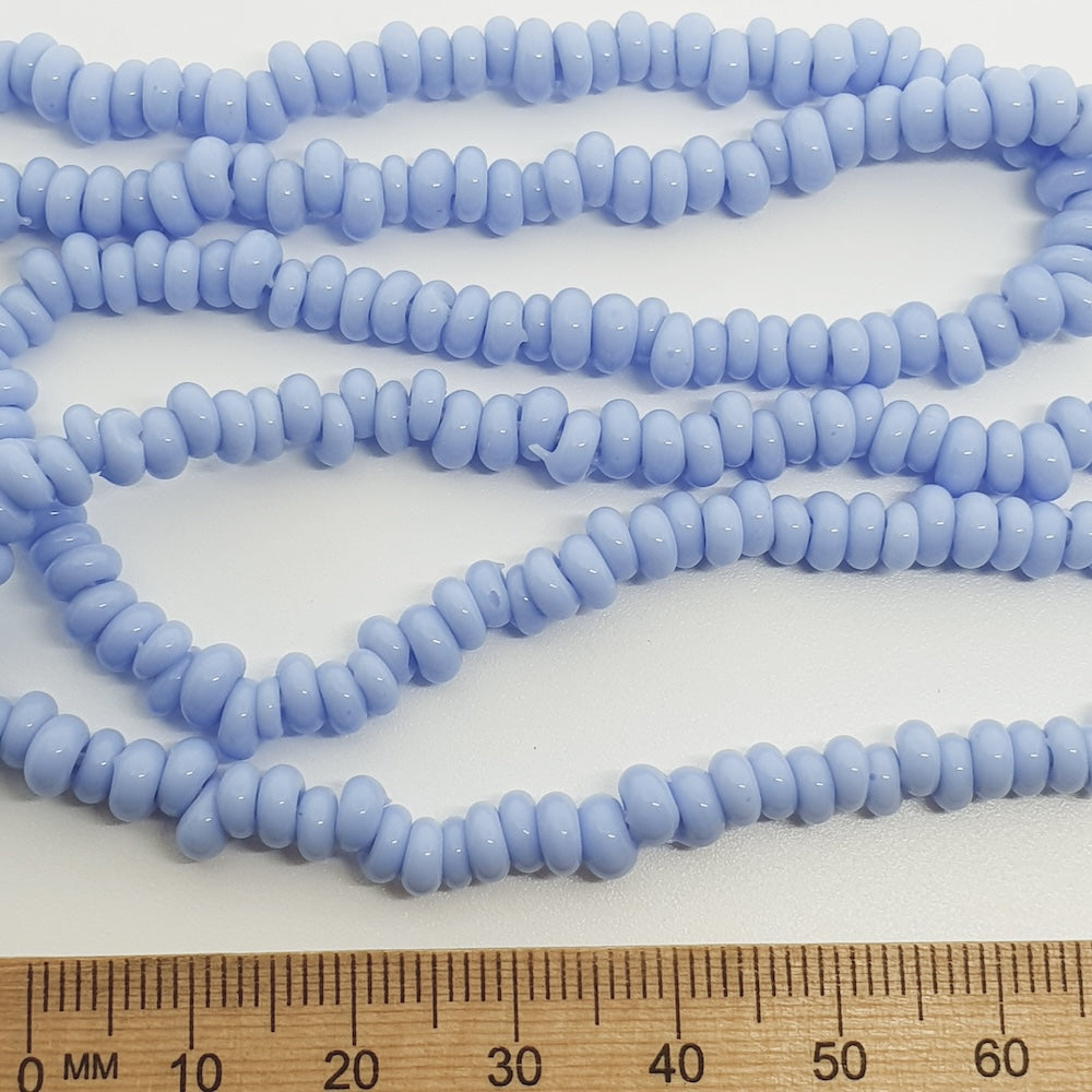 Donuts - Powder Blue Opaque - Java Glass Lampwork Beads - (1 strand)