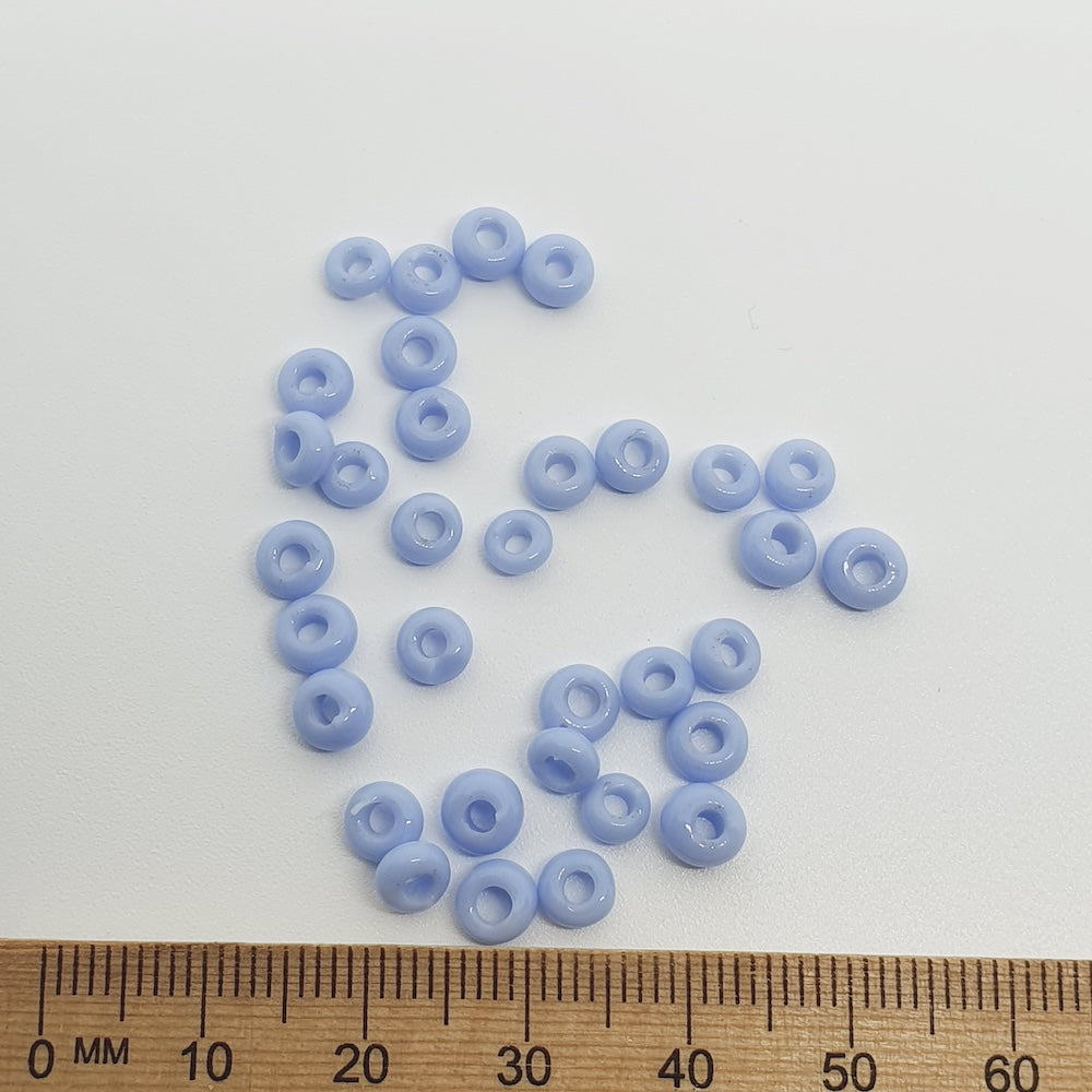Donuts - Powder Blue Opaque - Java Glass Lampwork Beads - (1 strand)