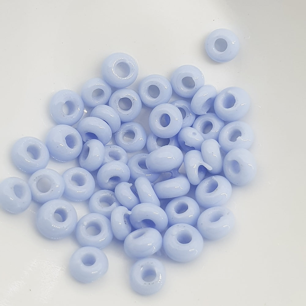 Donuts - Powder Blue Opaque - Java Glass Lampwork Beads - (1 strand)