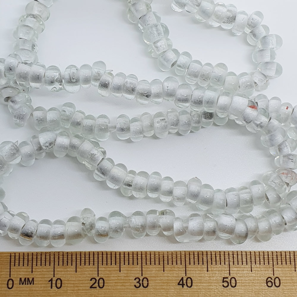 3x6mm Donuts - Clear Transparent - Java Glass Lampwork Beads - (1 strand)
