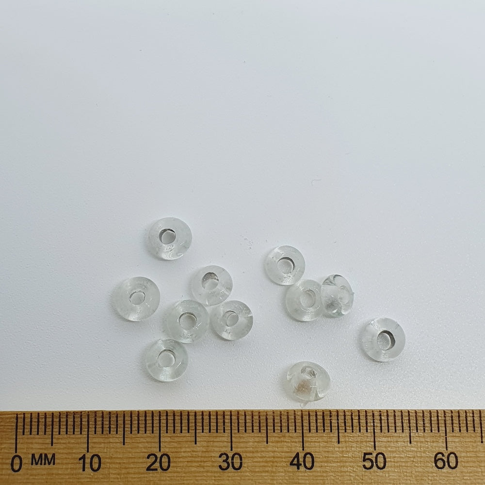 3x6mm Donuts - Clear Transparent - Java Glass Lampwork Beads - (1 strand)