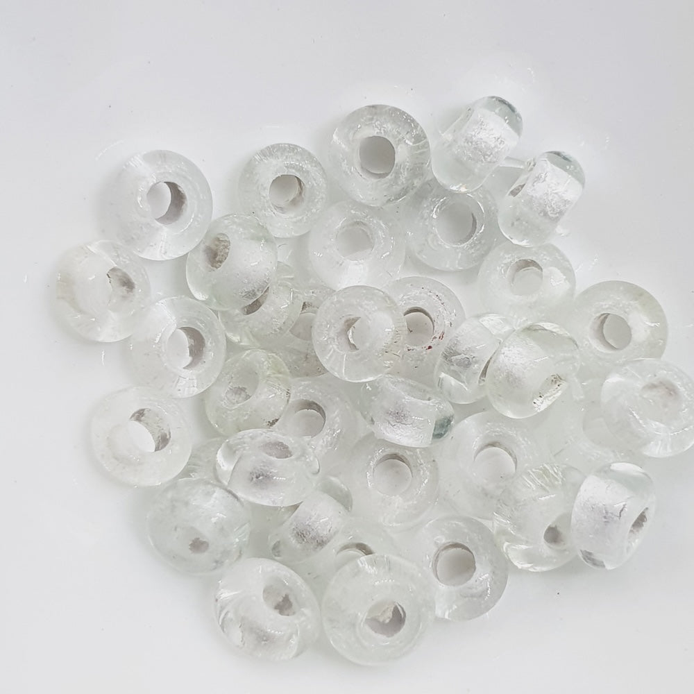3x6mm Donuts - Clear Transparent - Java Glass Lampwork Beads - (1 strand)